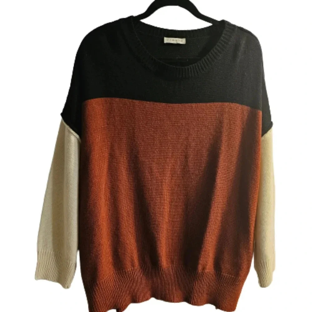 Anna-Kaci Black/Rust/Off-white Sweater